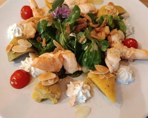 assiette de gambas crème citronnée