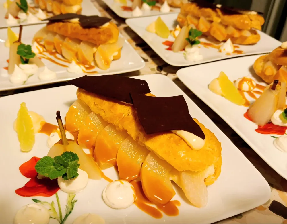 dessert éclair poire caramel beurre salé